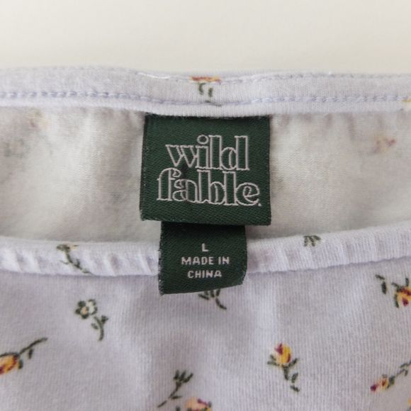 Wild Fable Lavender Floral Square Neck Long Sleeve Top Size Large - Picture 5 of 7